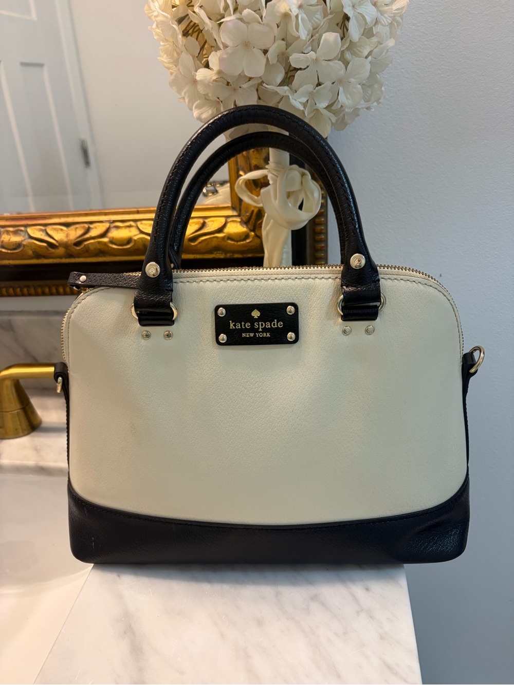 Kate Spade Cream Black Wellesley Rachelle Satchel - Picture 1 of 15